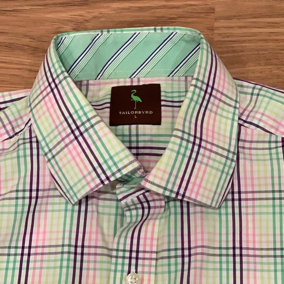 Tailorbyrd Multi Color Striped Dress Shirt Size L - Picture 2 of 5